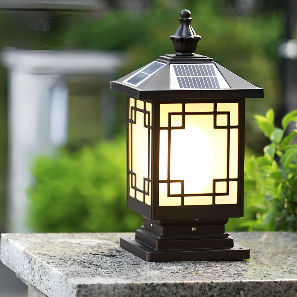 Bertte Retro Grilles LED Outdoor Fence Post Lights
