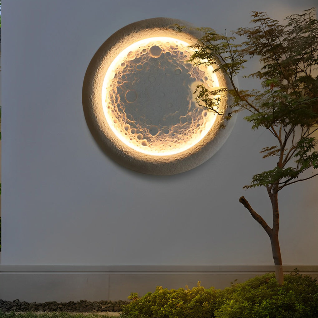 Darlne Moon Craters Design LED Concrete Outdoor Wall Lamp