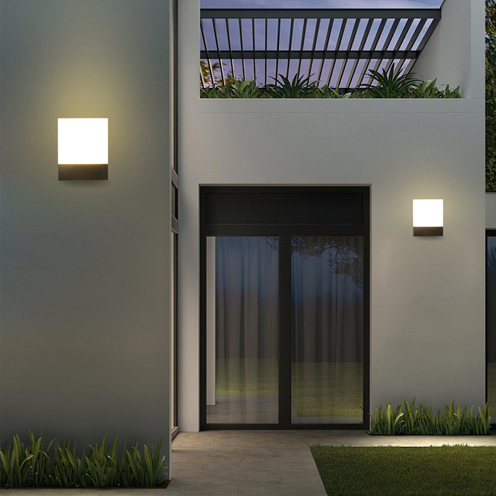 Ray Modern Sensor Rectangular Metal Outdoor Wall Lamp, Black/White - Neutral Decor