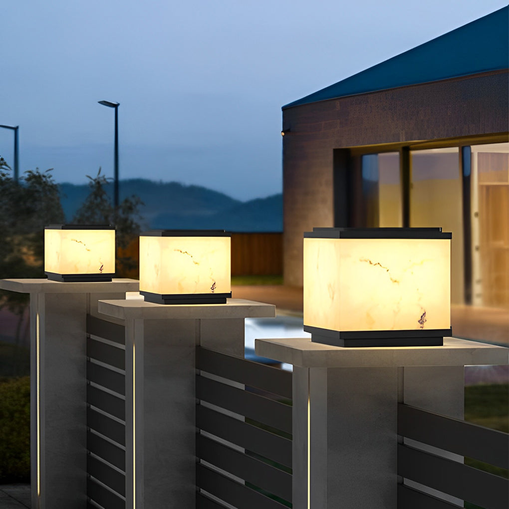 Scott LED Modern Marble Outdoor Fence Post Lights