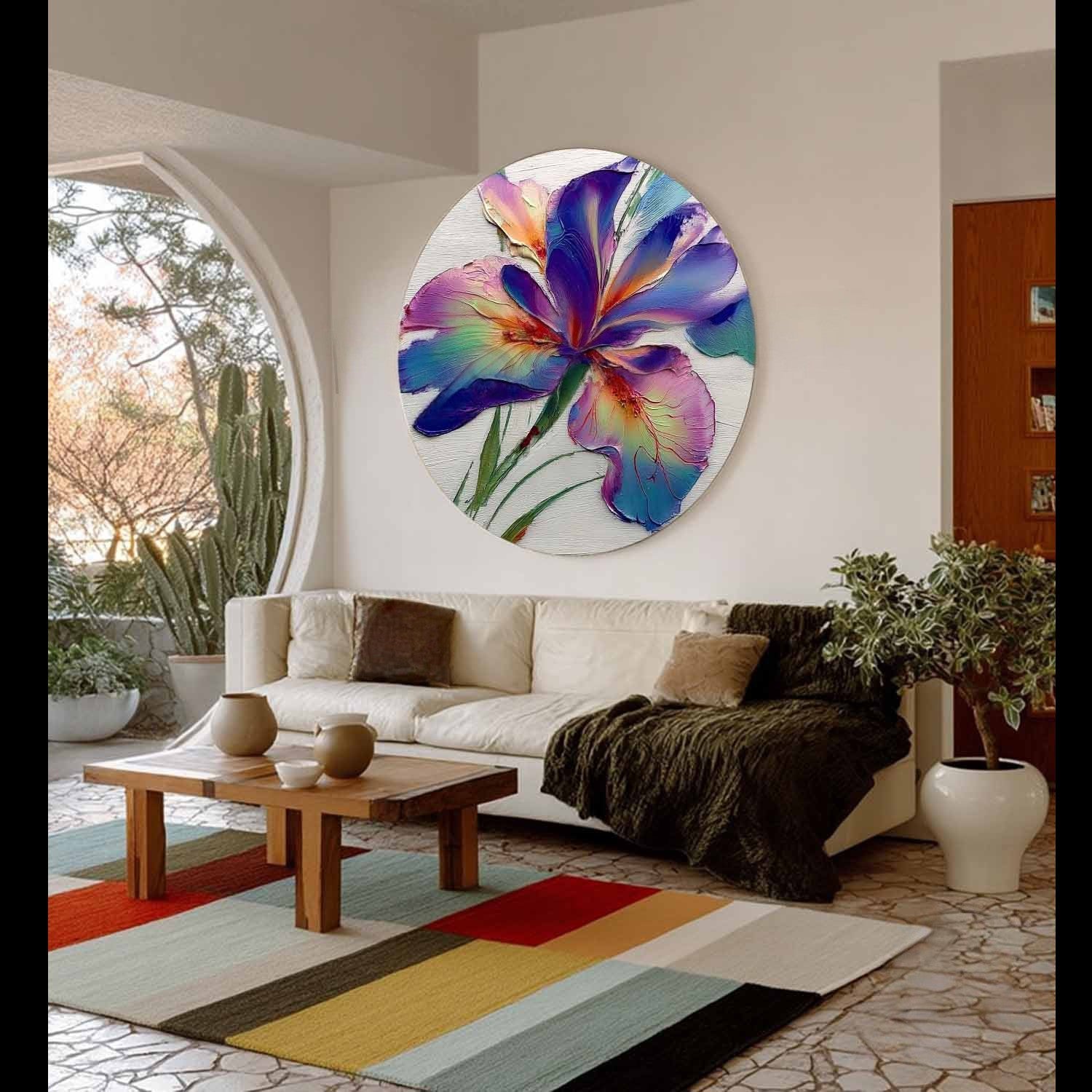 Wall Art Textured Impasto Iris Flower - Neutralighting