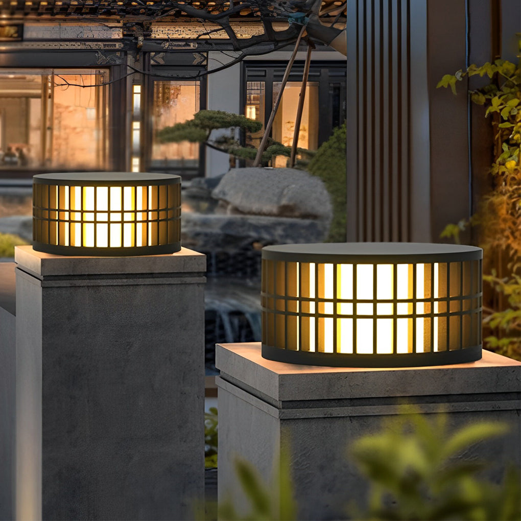 Shining Round Creative LED Modern Steel Outdoor Fence Post Lights