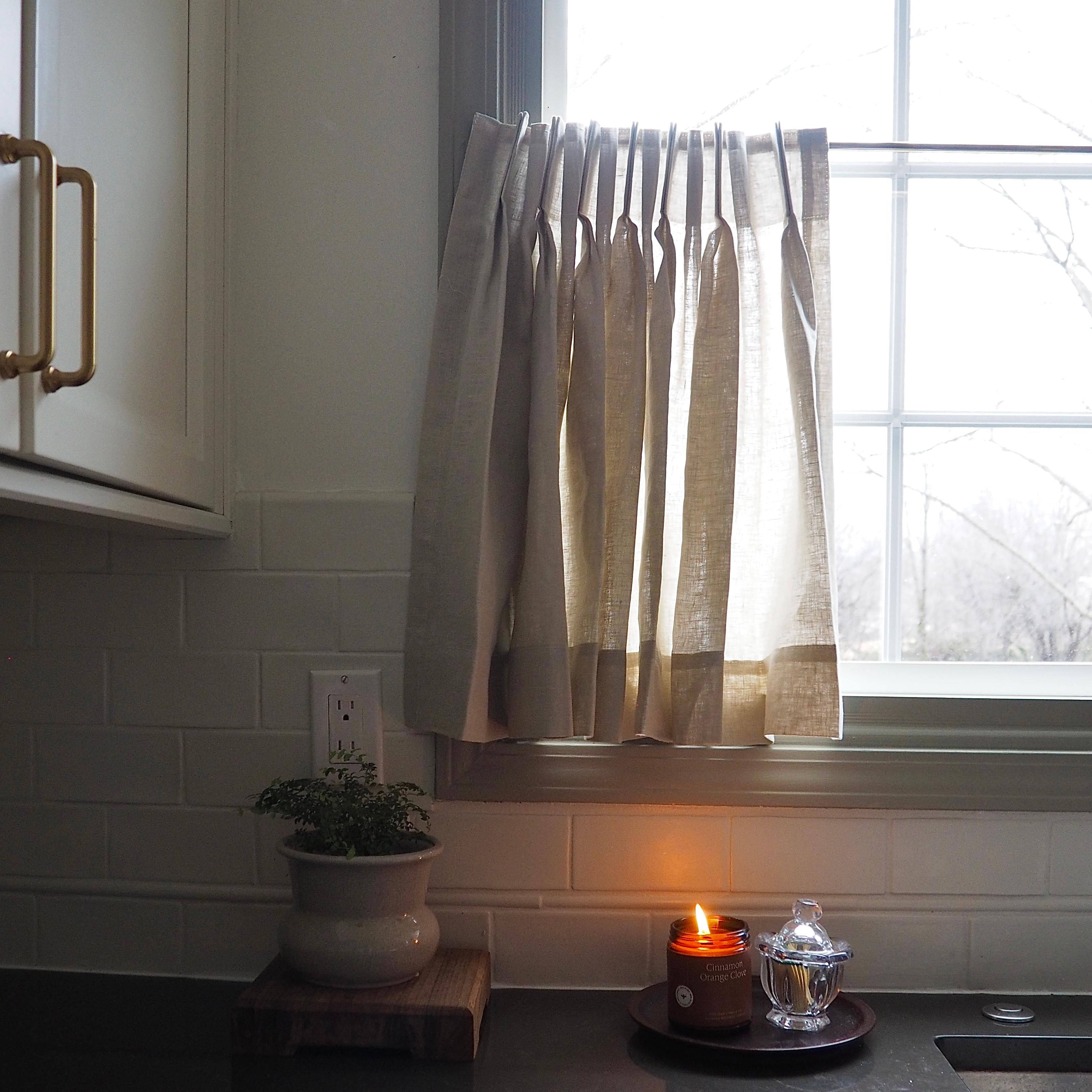 Belgian Flax Linen Cafe Curtains-Neutral Decor