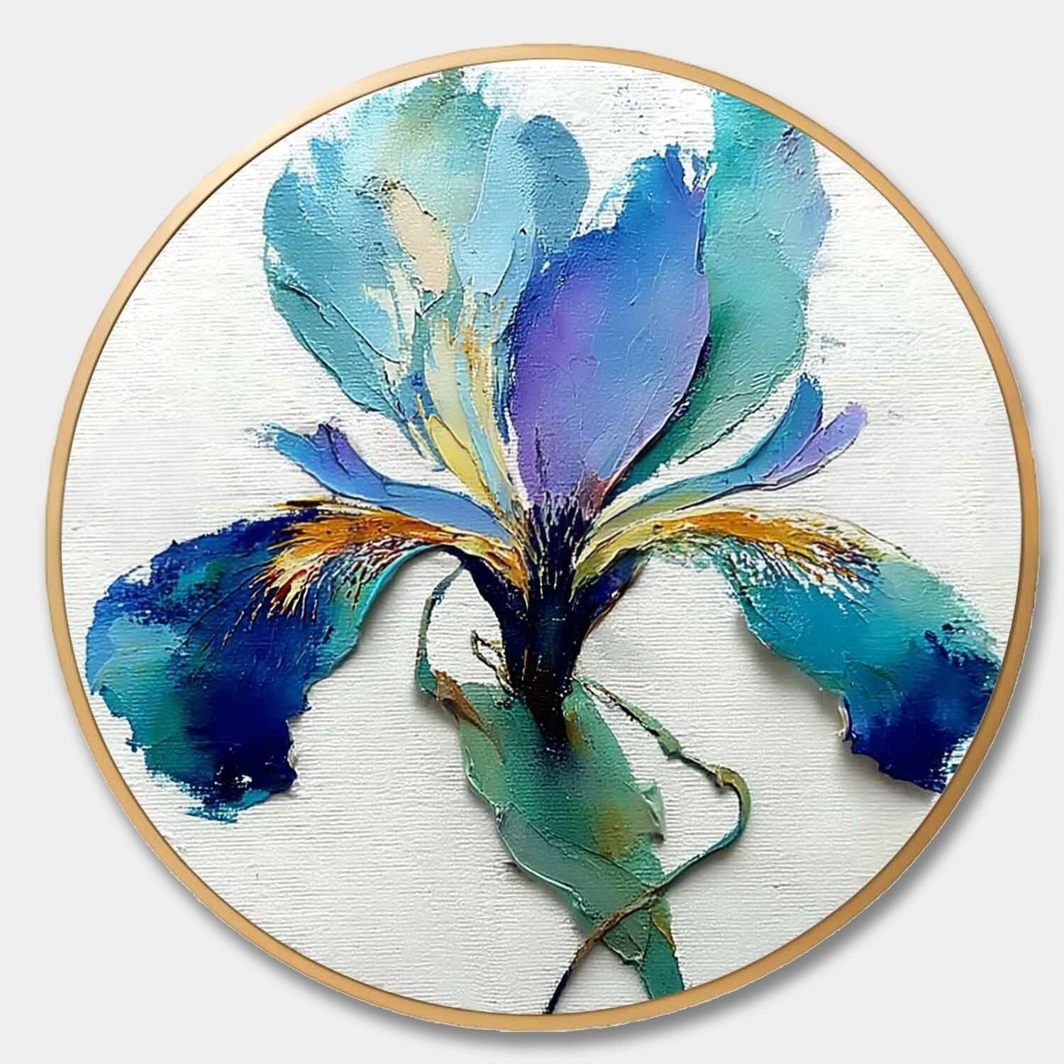 Wall Art Textured Impasto Iris Flower - Neutralighting
