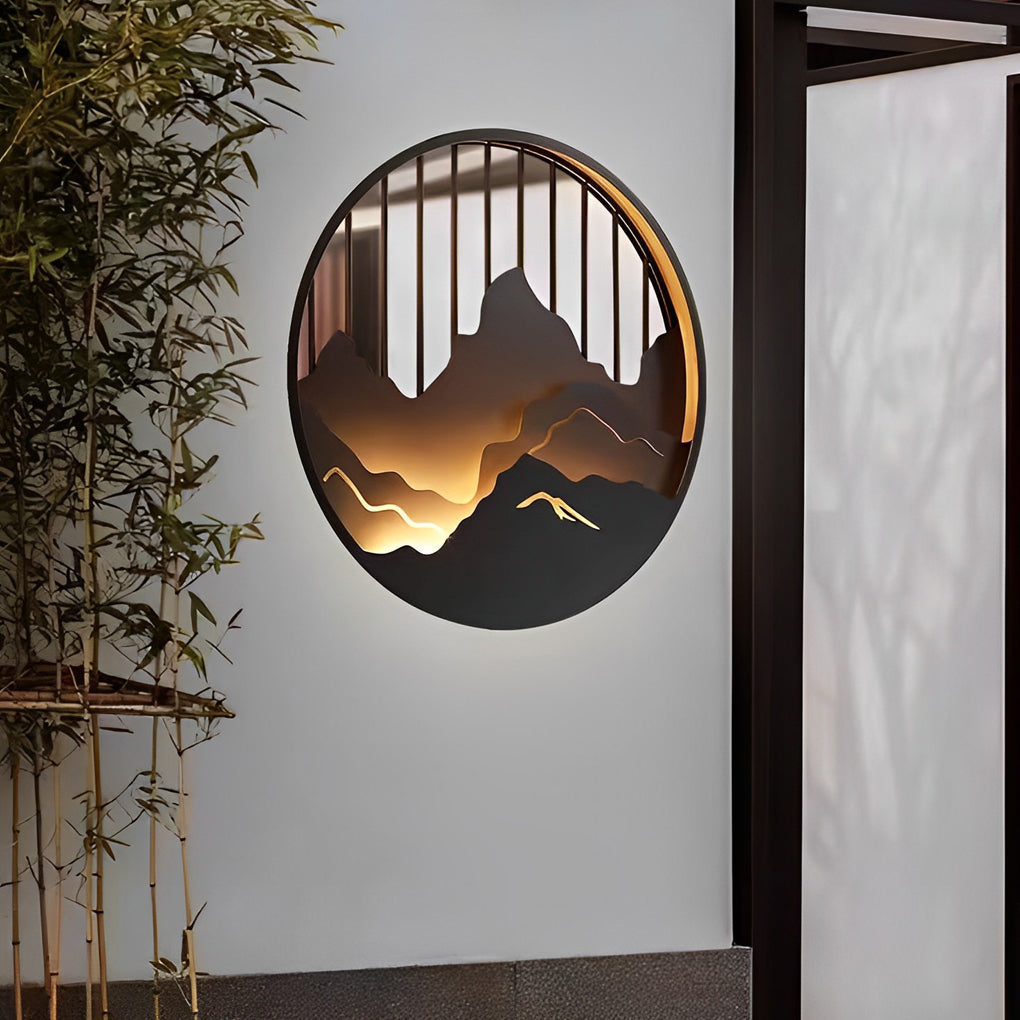 Mytle Round Mountain Scenery Outdoor Wall Sconce