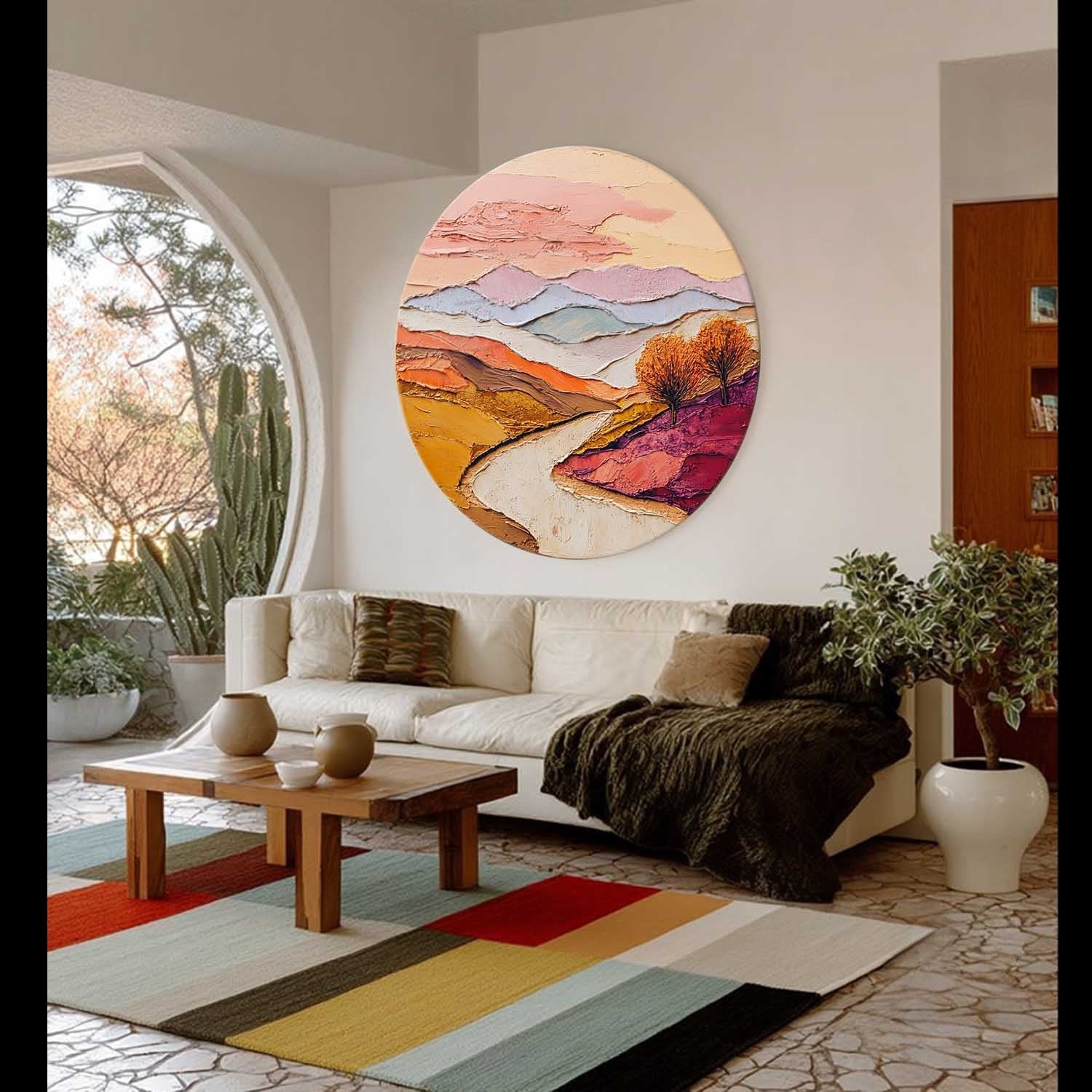 Wall Art Round Autumn Landscape - Neutralighting