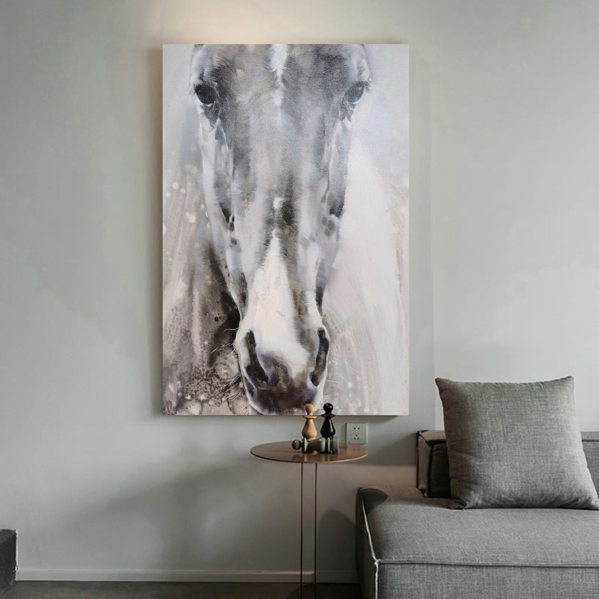 Grey White Abstract Horse Art ANH27 - Neutralighting