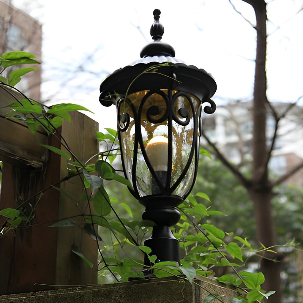 Sanra Round Bubble European Glass Outdoor Pillar Lamp