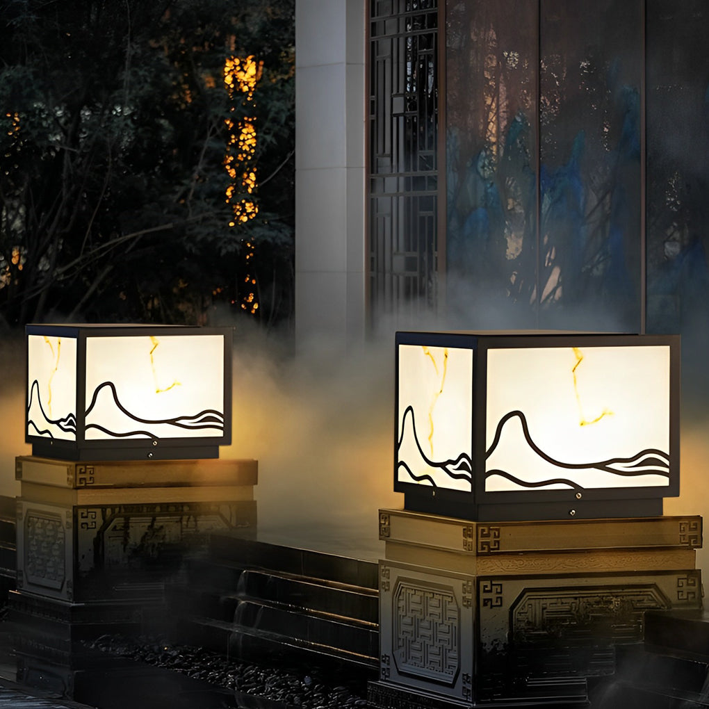Holly Mountain Scenery Intelligent Post Caps Lights