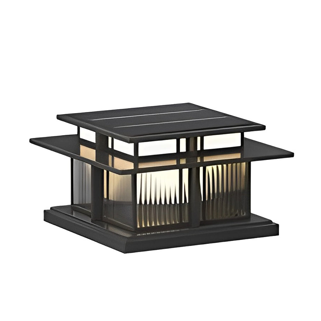 Haylyy Modern Solar Post Caps Glass Outdoor Pillar Light