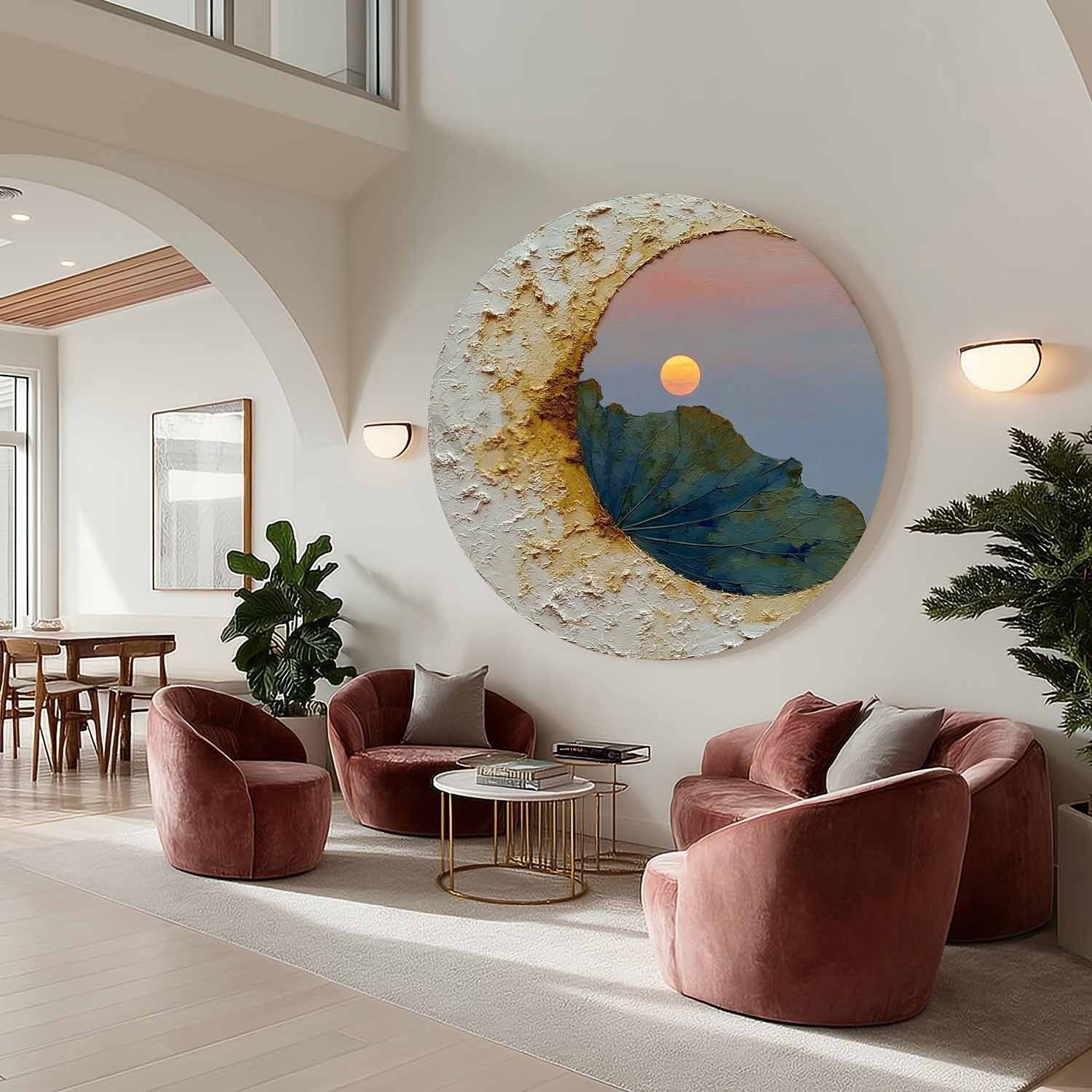 Wall Art Circular Impasto Lotus - Neutralighting