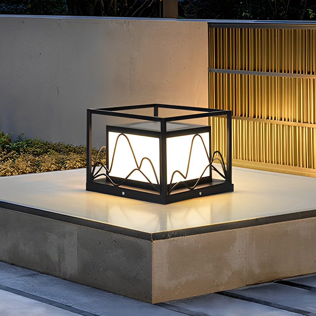 Rowena Square Scenery Marble Outdoor Post Caps Lights