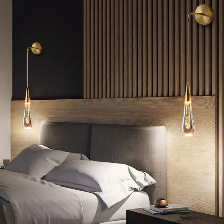 Kristy Modern Water Drop Wall Lamp, Black/Gold - Neutral Decor
