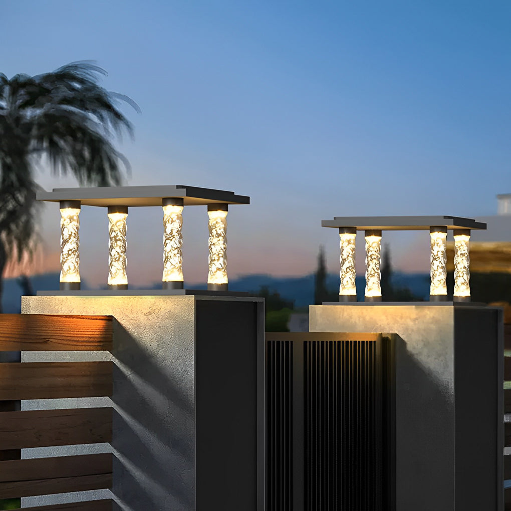 Landon Bubbles Square Modern Outdoor Post Caps Lights