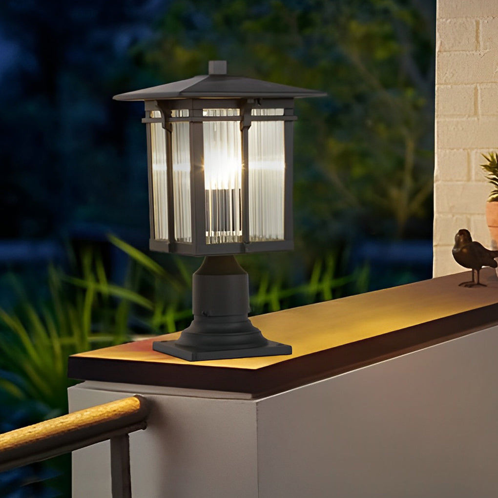Lovele Striped Modern Glass Outdoor Post Lights