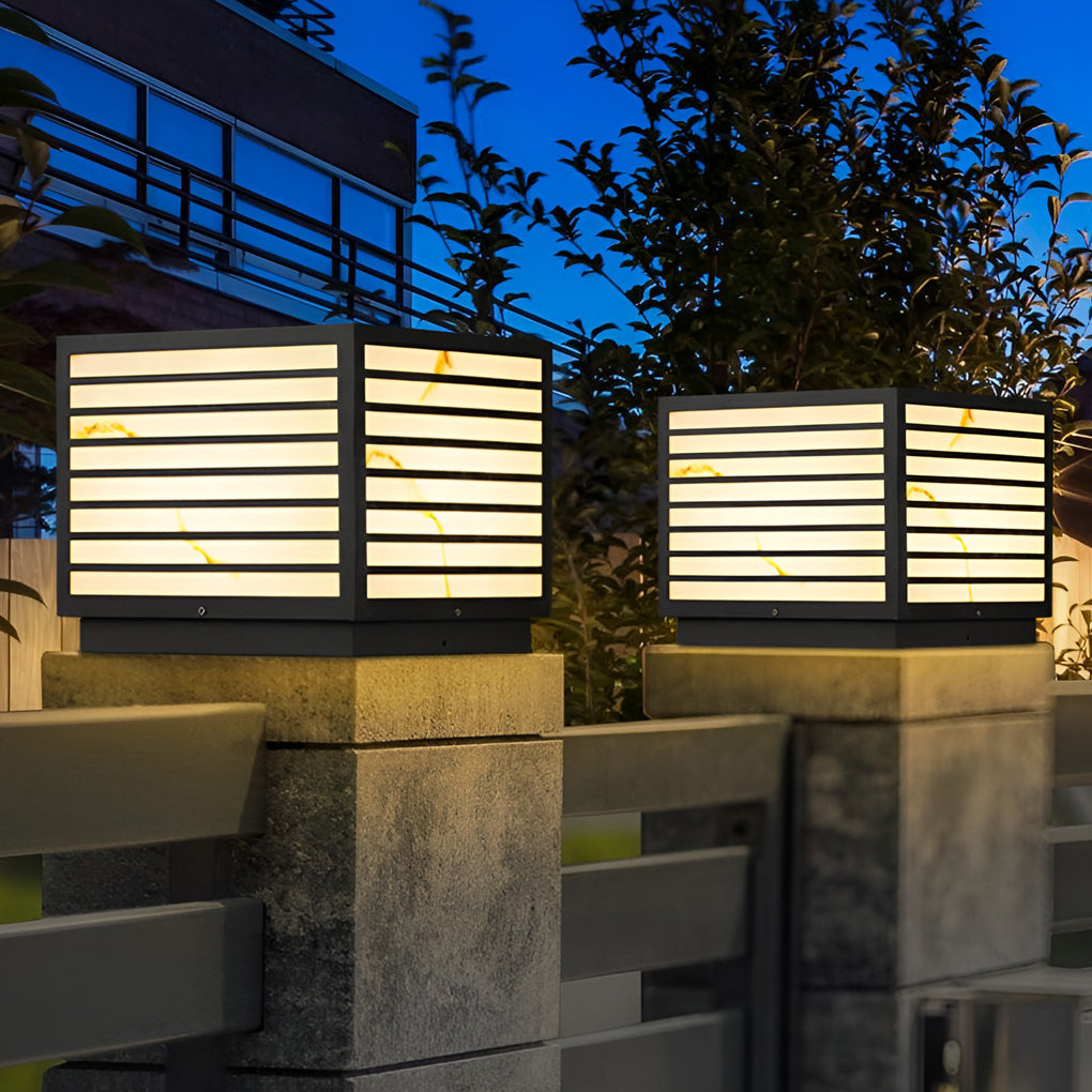 Butterf Square LED Modern Steel Outdoor Deck Post Pillar Light