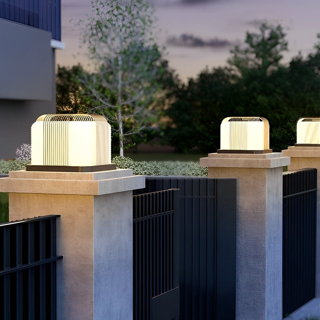 Bright Square Creative Modern Fence PE Outdoor Post Lights