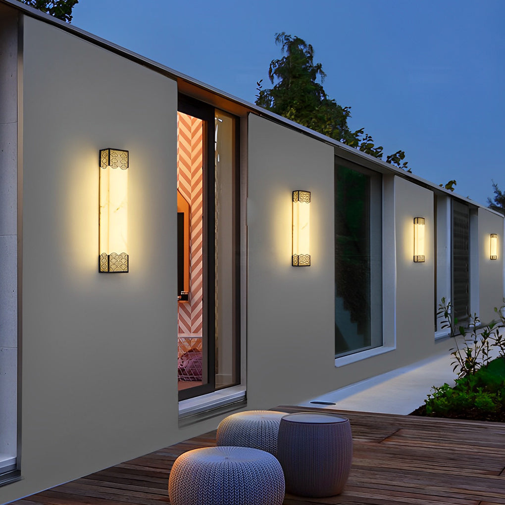 Ursula Rectangular LED Vintage Resin Outdoor Wall Lights