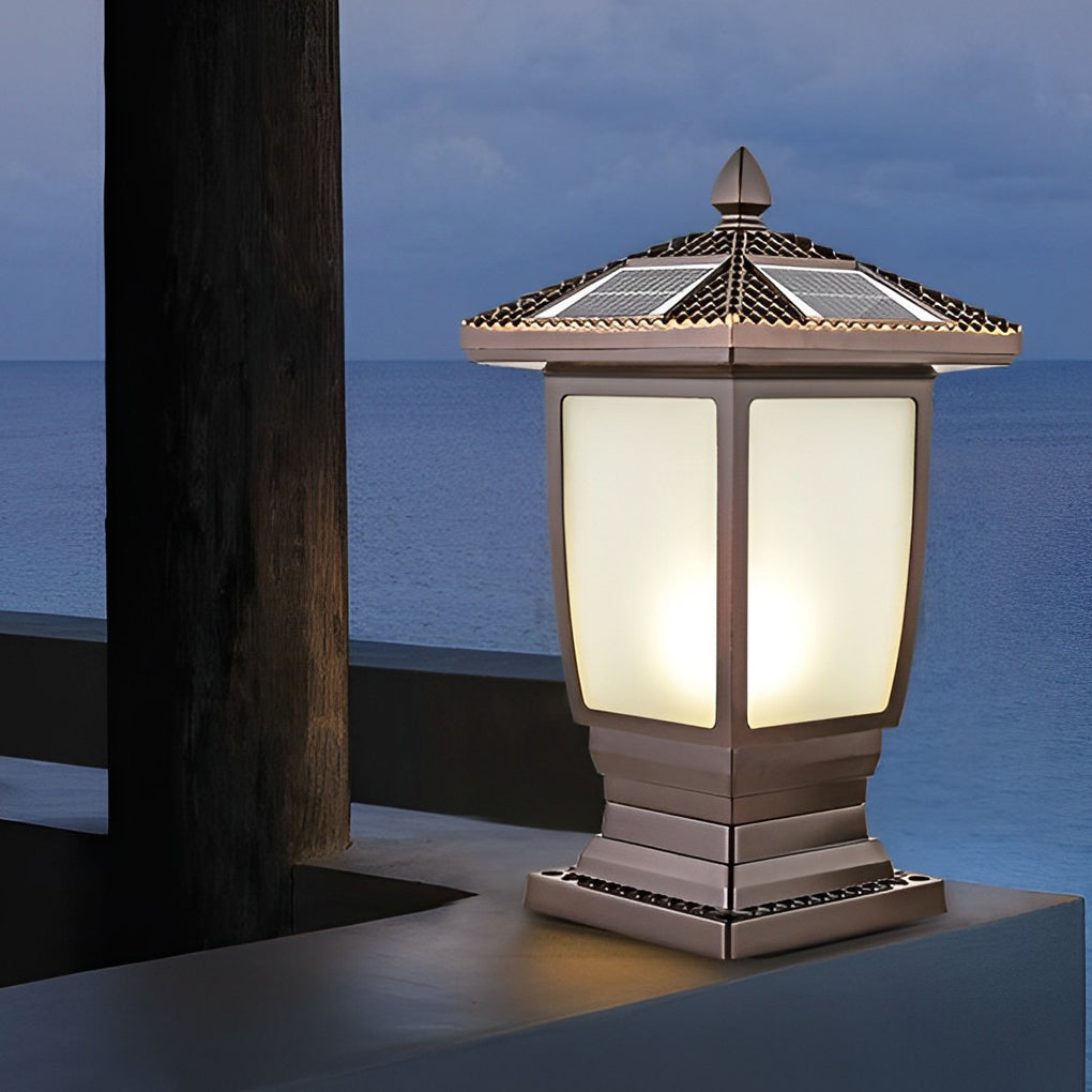 Shana Retro Modern Solar Glass Outdoor Fence Post Lights