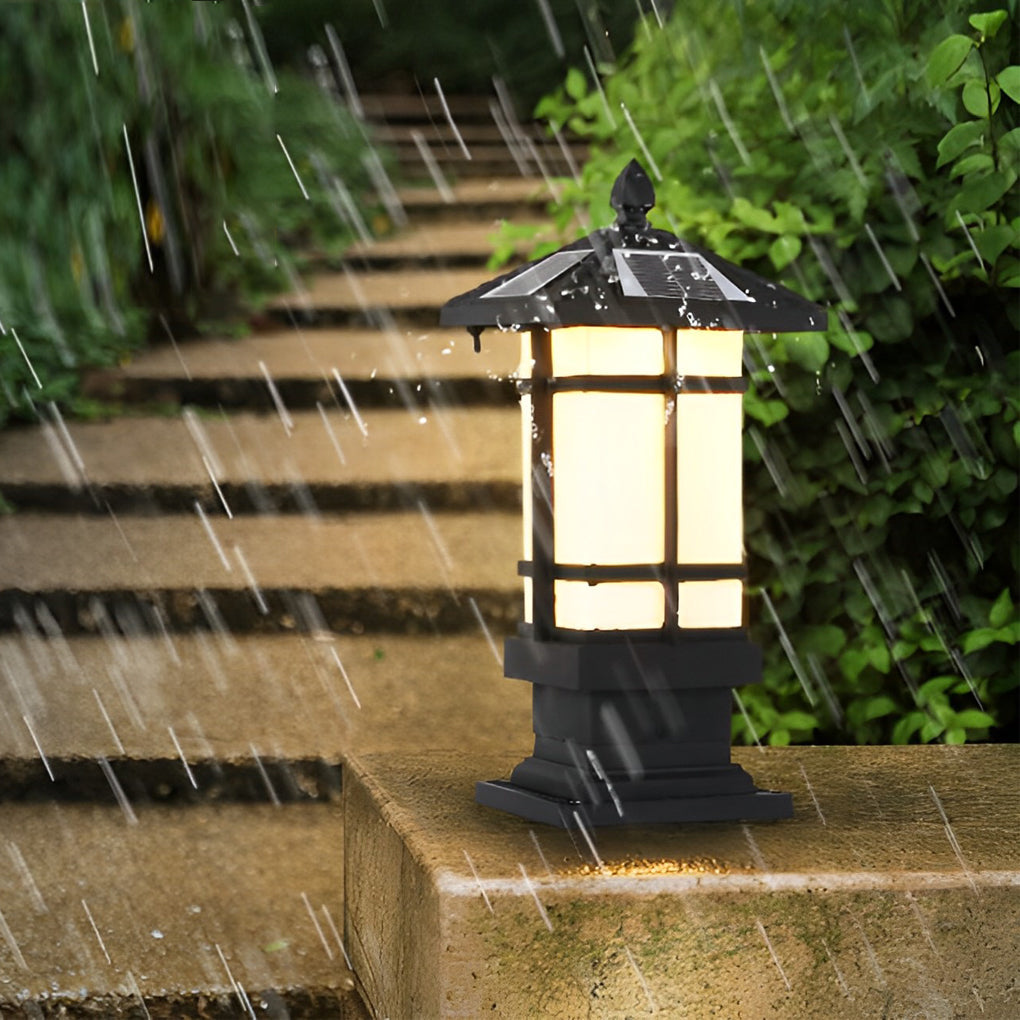Janea Remote Vintage Solar Outdoor Fence Post Lights