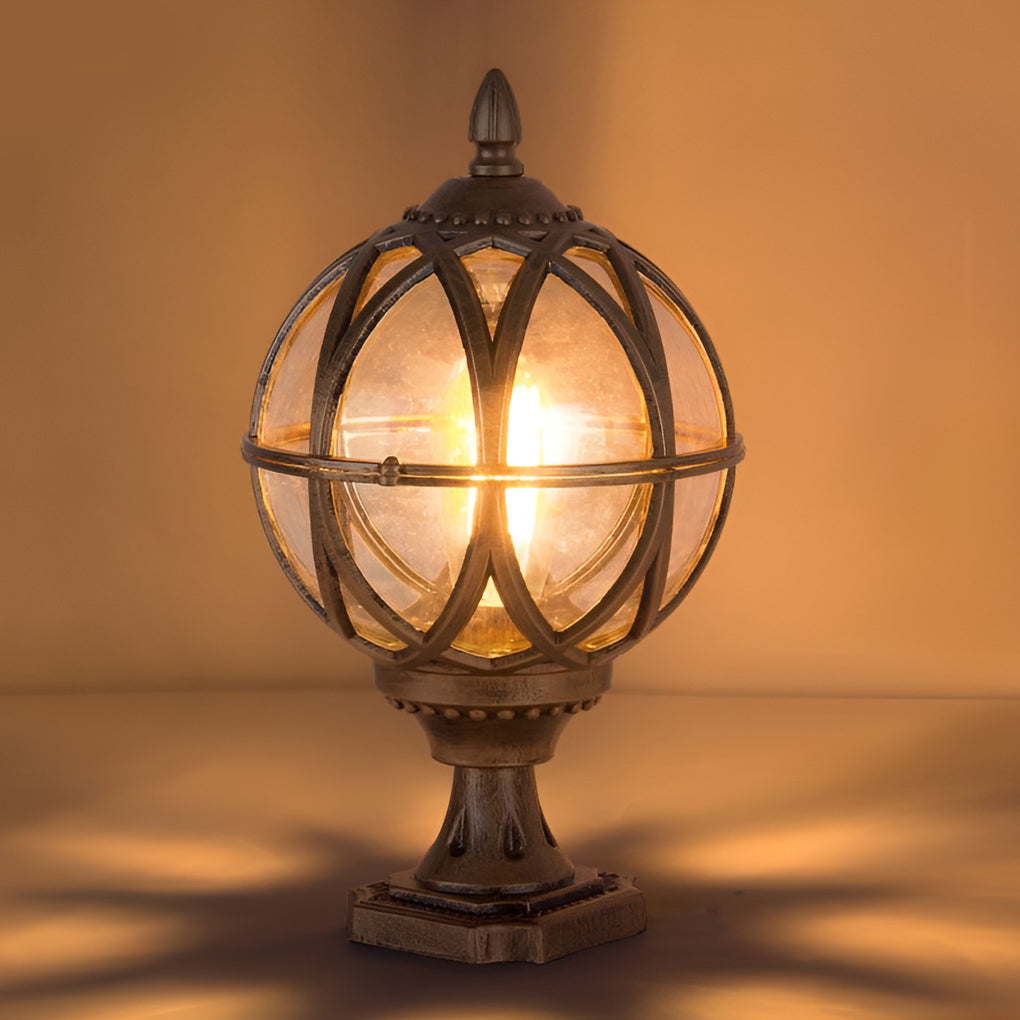 Prunel Round European Glass Outdoor Post Caps Lights