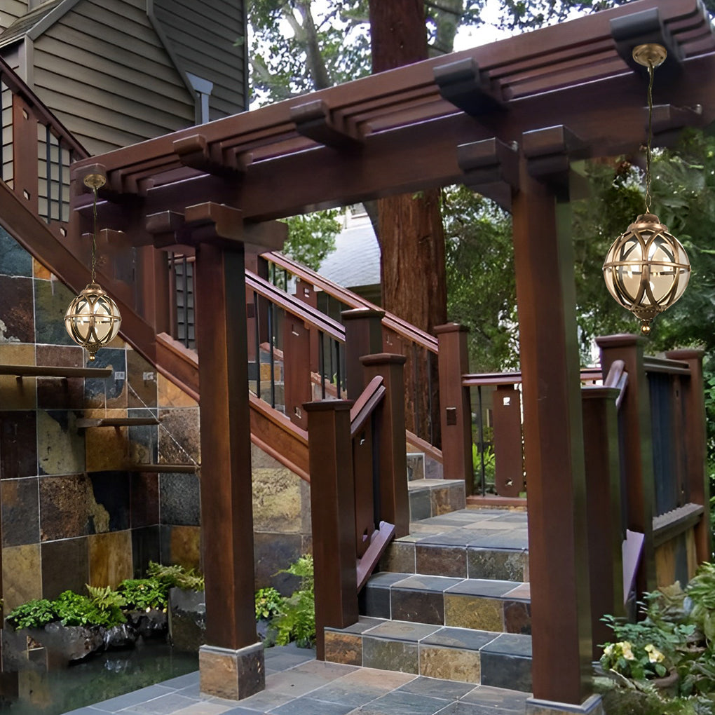 Beth Retro Ball Glass Outdoor Pendant Light