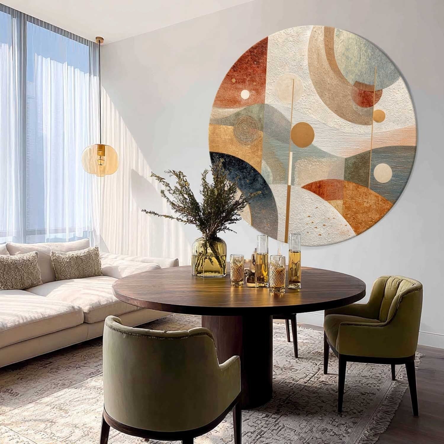 Wall Art Round Geometric Abstract Gold - Neutralighting