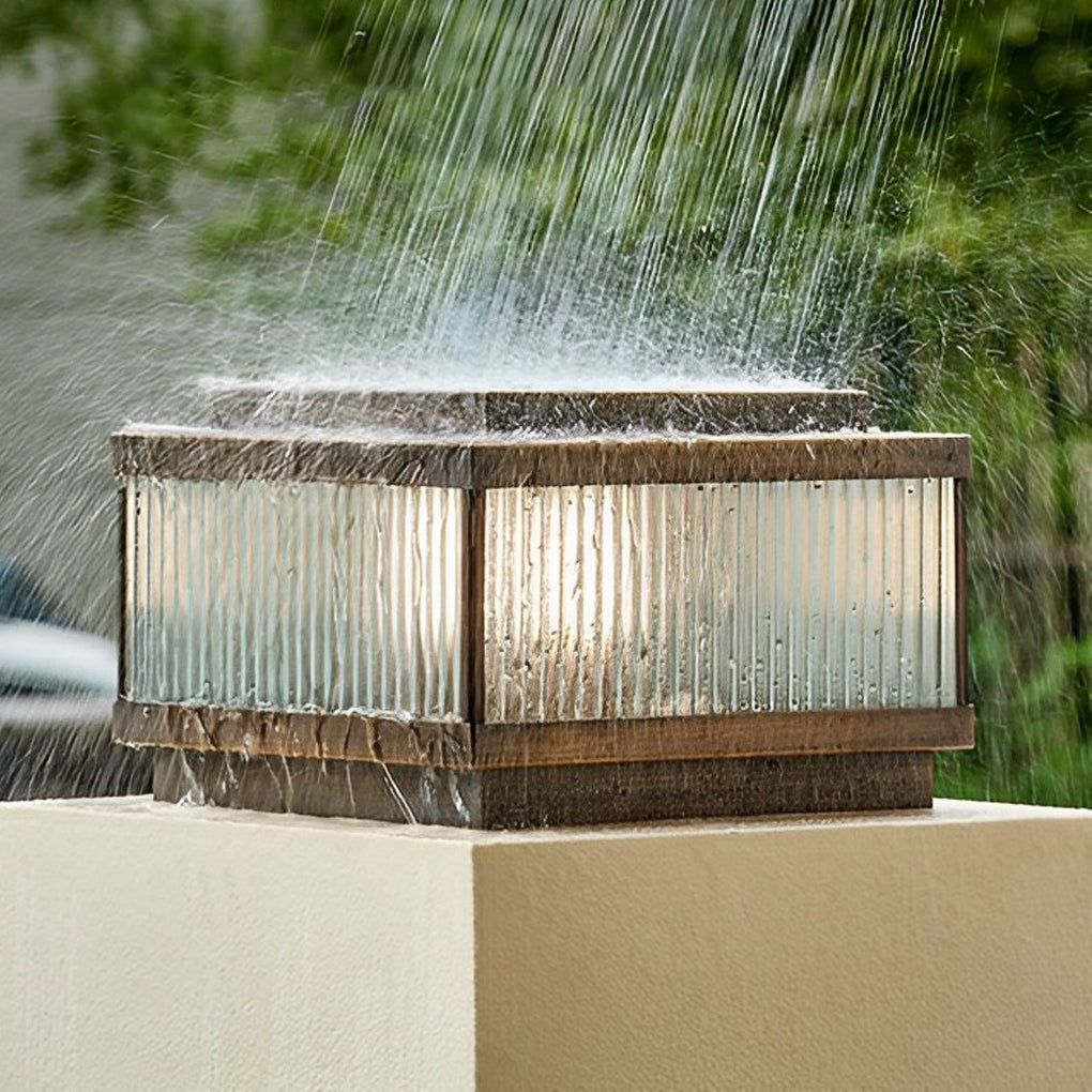 Glynn Square Intelligent Timing Modern Glass Outdoor Fence Post Lights