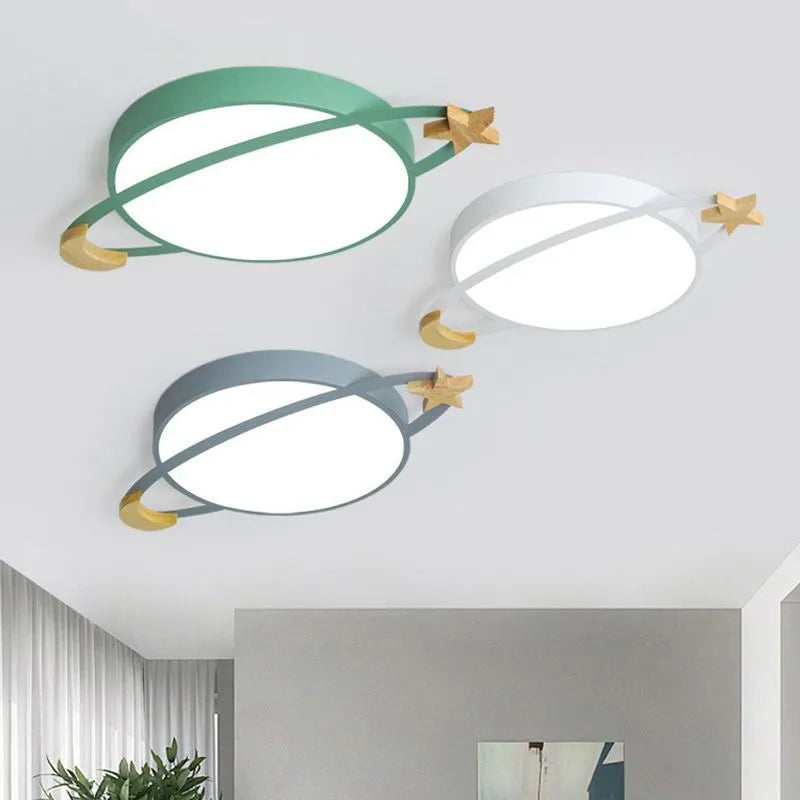 Arisha Modern Acrylic Round Flush Mount Ceiling Light, Grey/White/Green - Neutral Decor