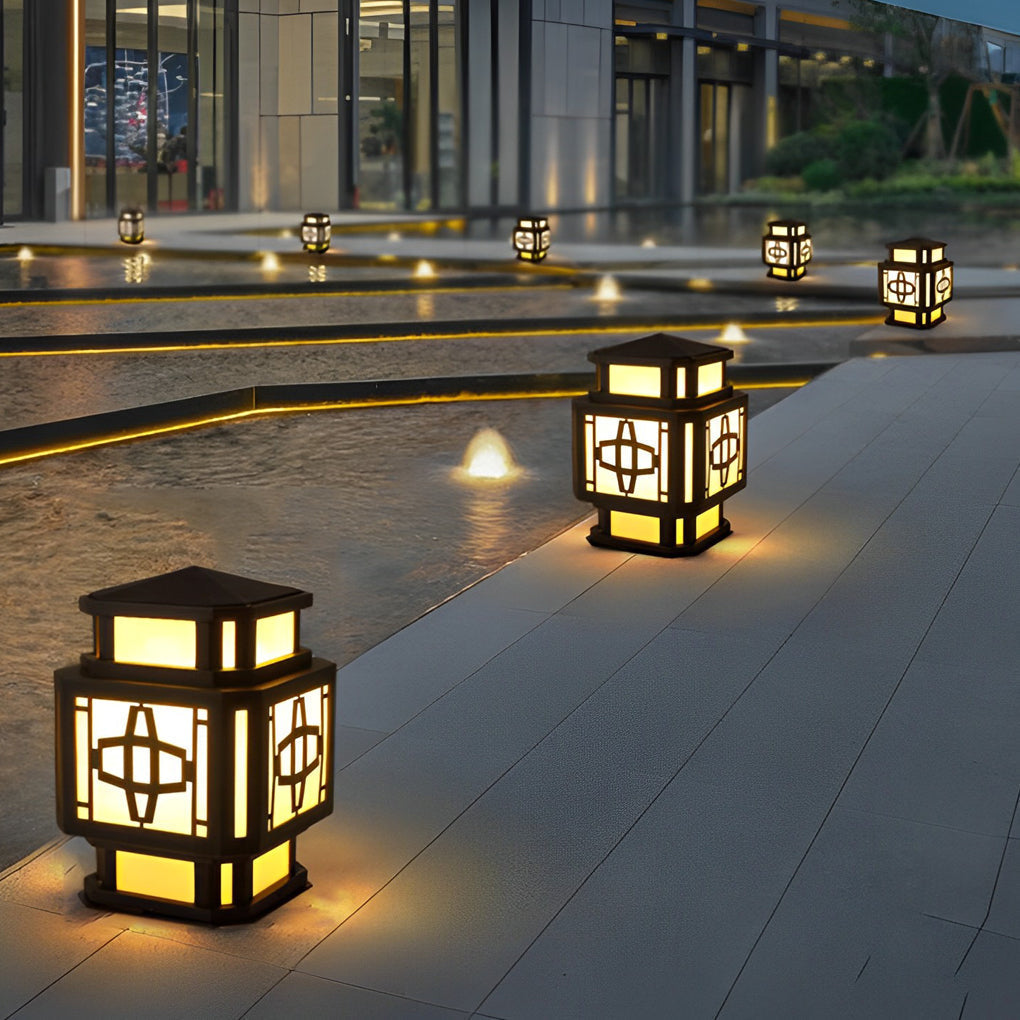 Whney Creative LED Retro Marble Outdoor Deck Post Pillar Light