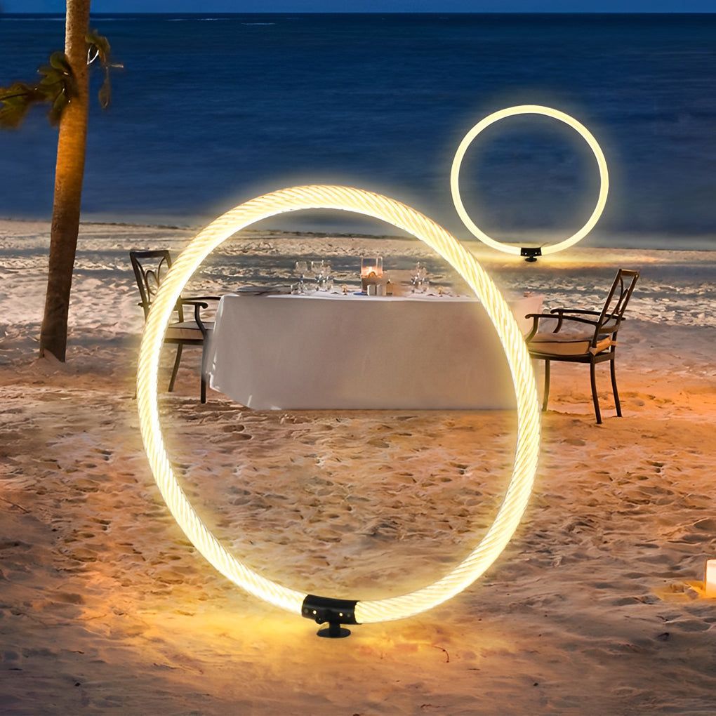 Rose Sleek Ring Modern Landscape Outdoor Lawn Light
