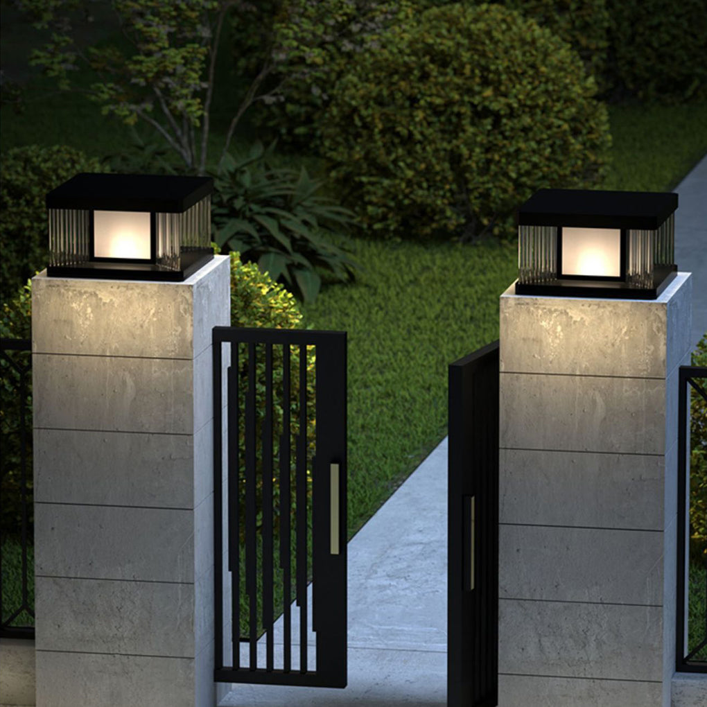 Lucinda Modern Solar Fence Glass Post Lights