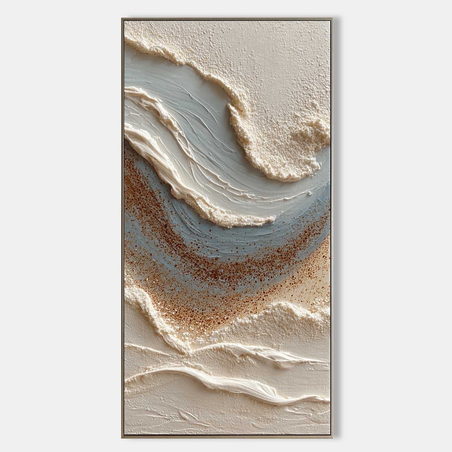 Wall Art Coastal Wave Impasto Beach Scene - Neutralighting