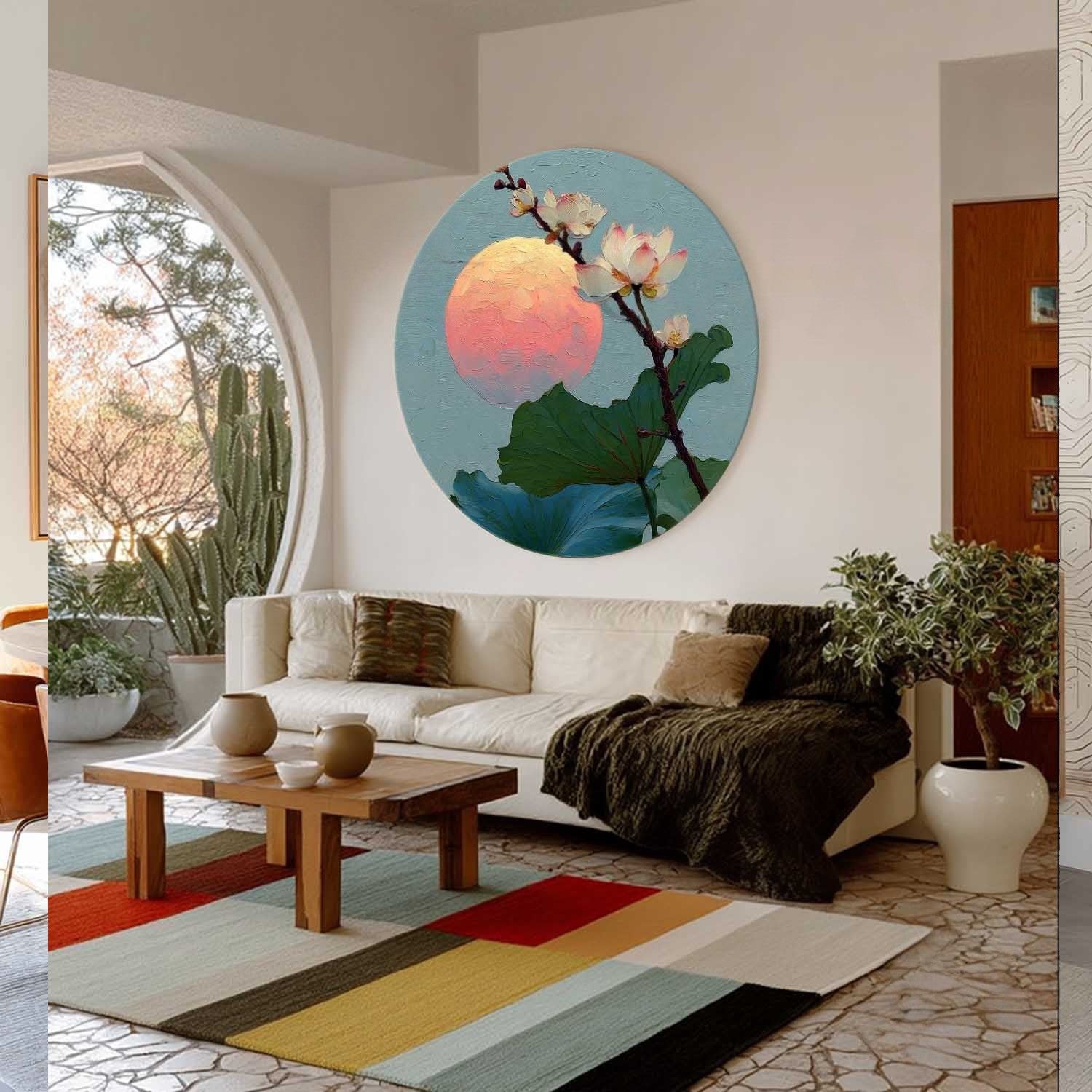 Wall Art Textured Lotus Flowers Pink - Neutralighting