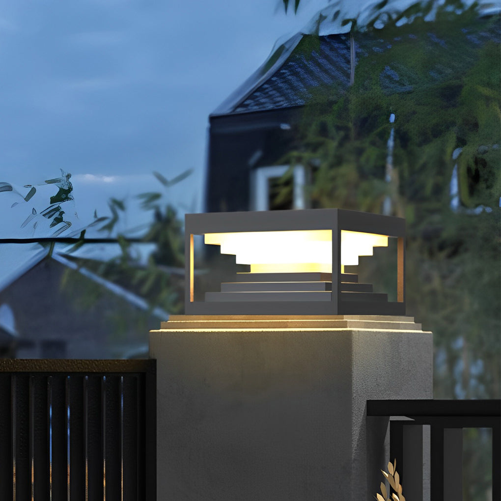 Wane Square Creative LED Steel Outdoor Post Caps Lights