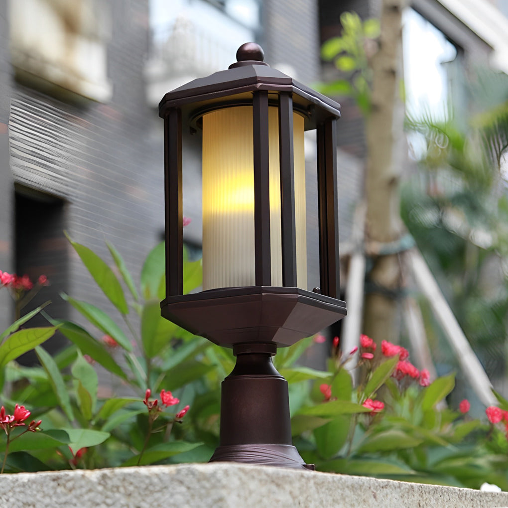 Ophelia Retro Rose Gold American Outdoor Pillar Lamp
