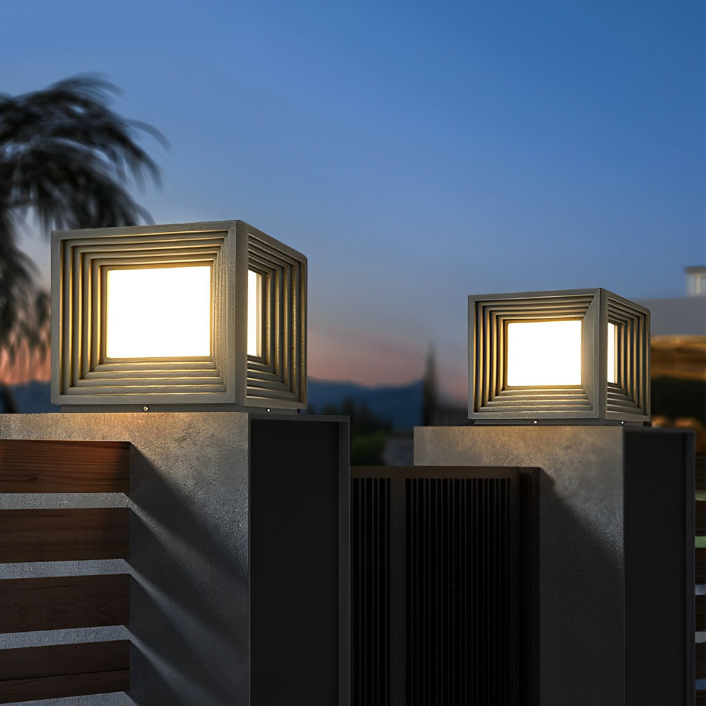 Square Creative LED Modern Steel Outdoor Post Caps Lights