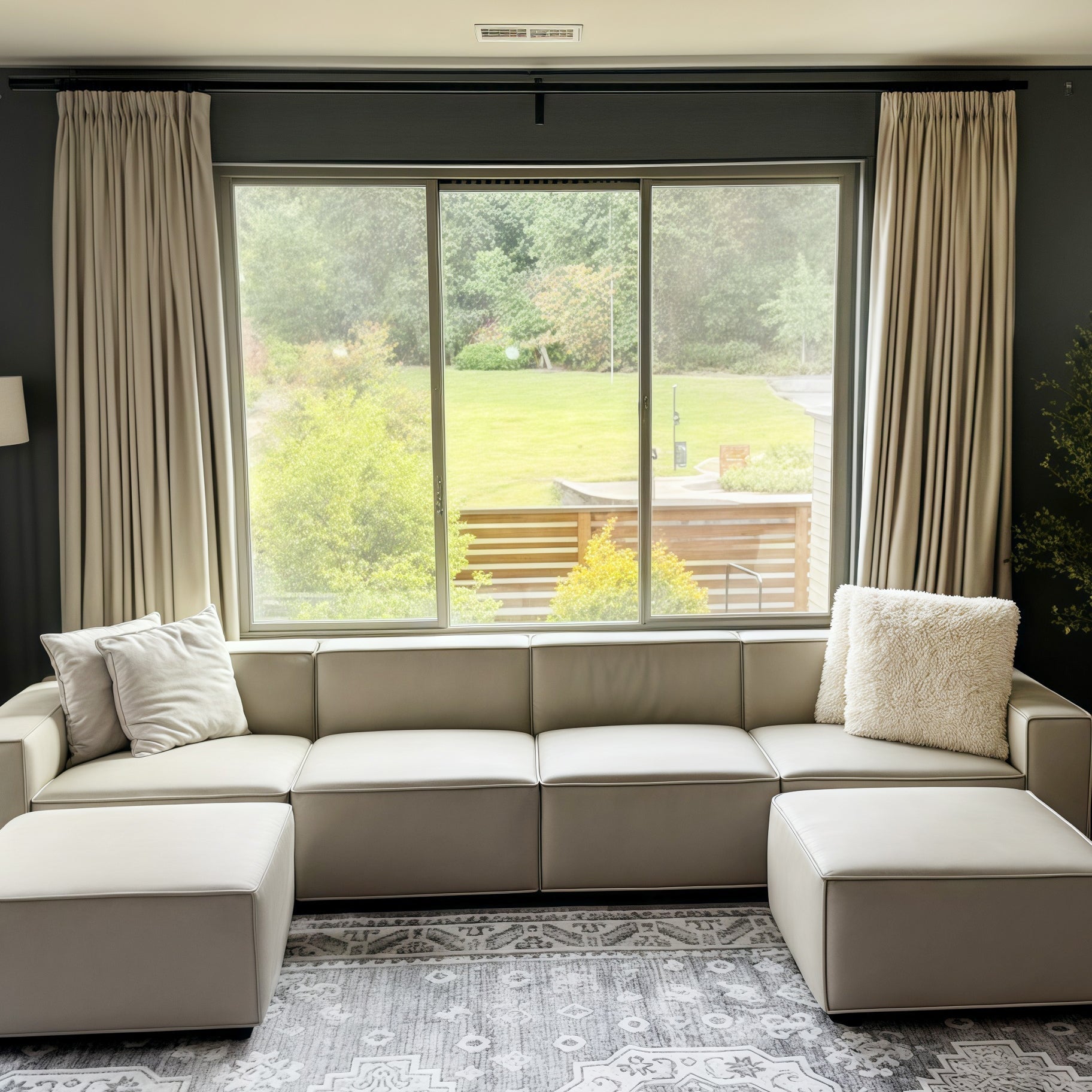 Lily Linen Curtains & Drapes Pleated-Neutral Decor