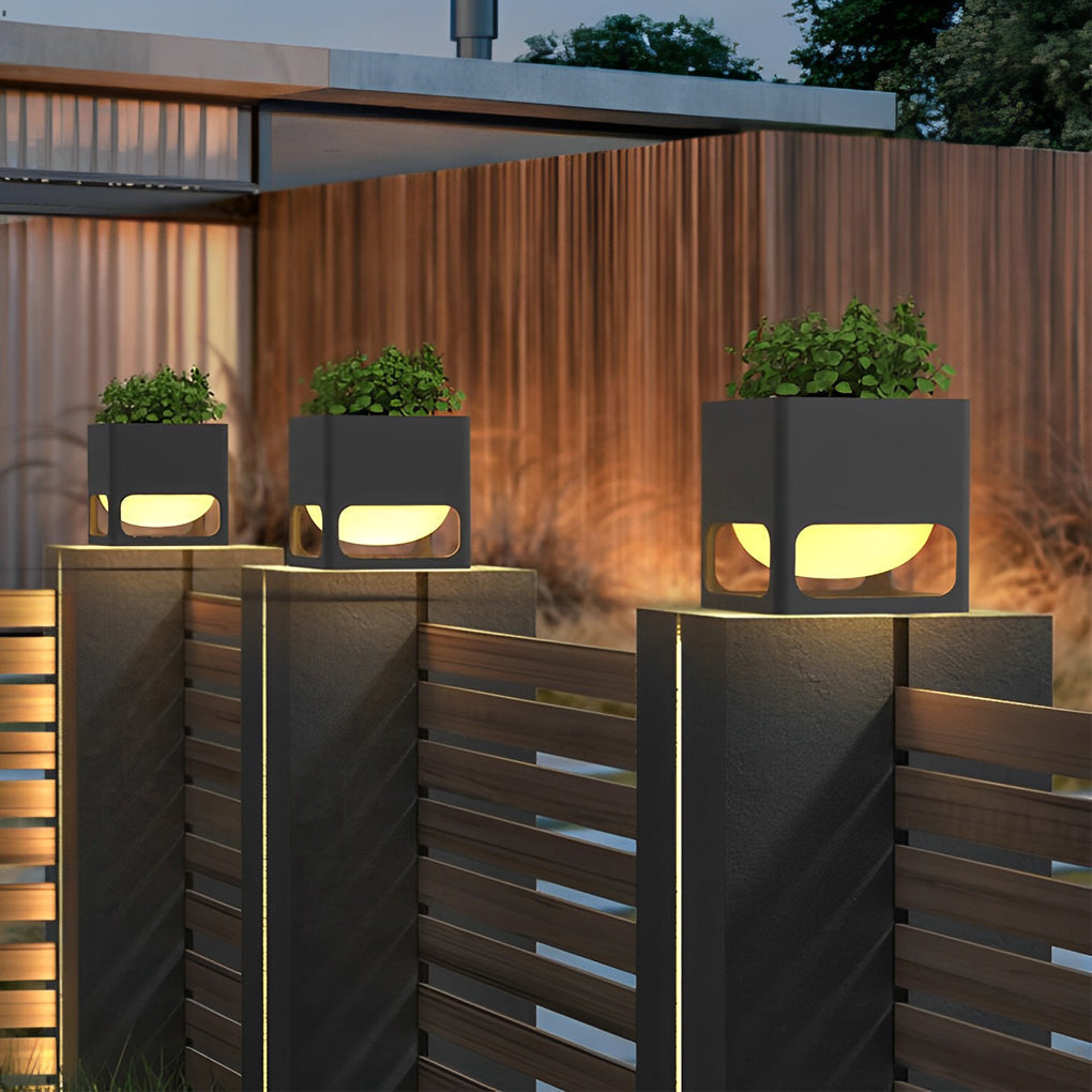Beverly Square Flowerpot Modern Outdoor Post Lights