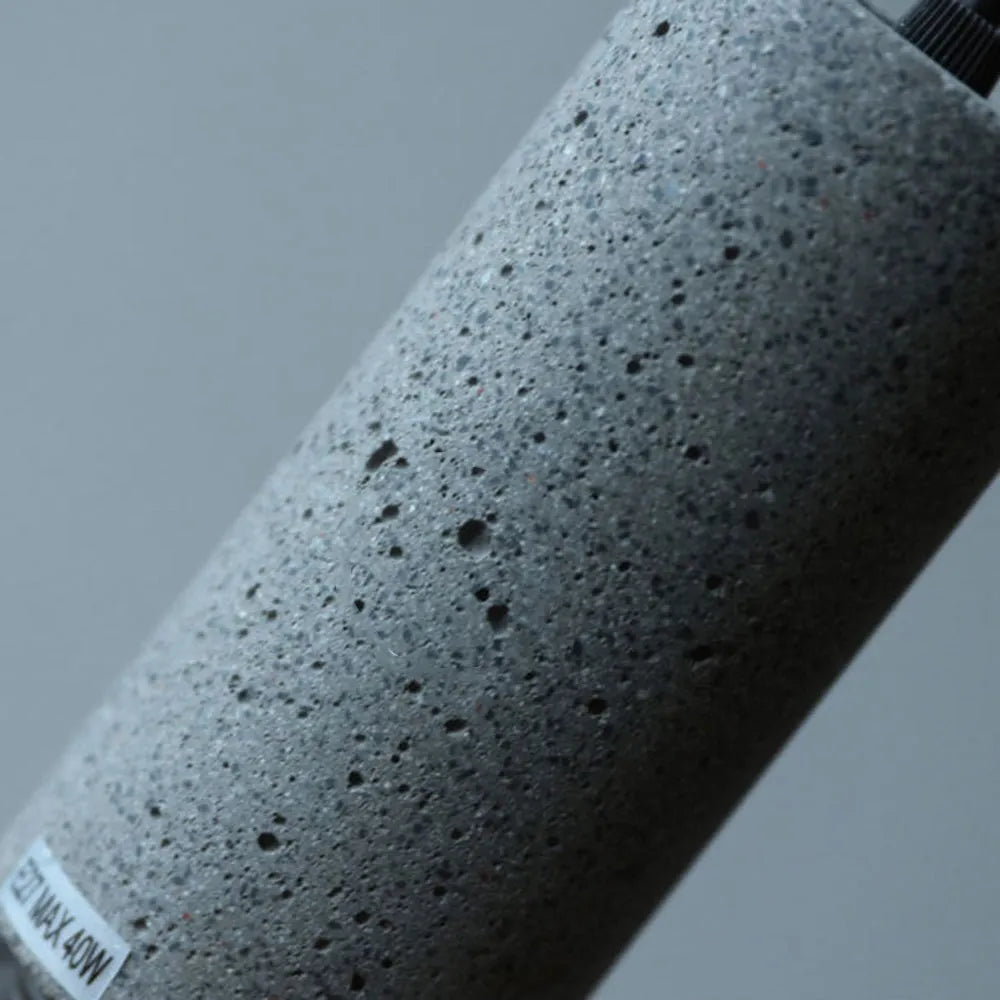 Xenith Industrial Cylindrical Pendant Light, Cement/Metal-Neutral Decor