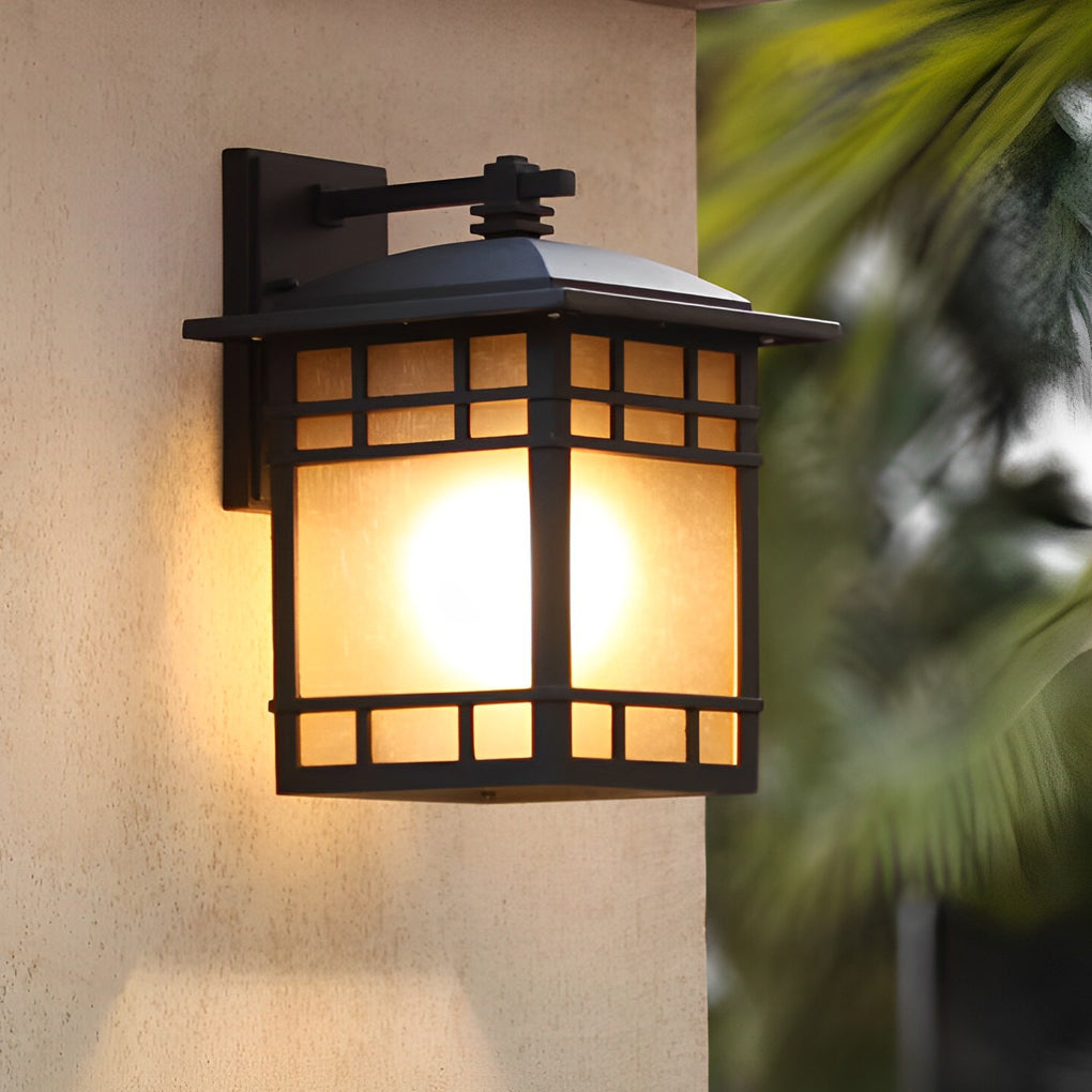 Dillon Square Retro Vintage Glass Outdoor Wall Lights