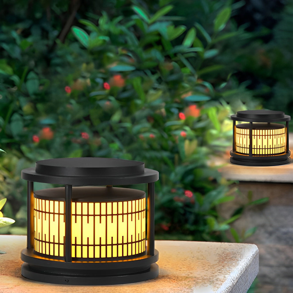 Hen Round Retro Pattern LED Marble Outdoor Fence Post Lights