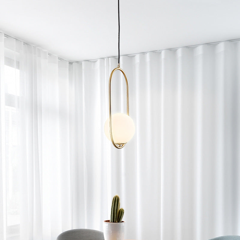 Valentina Minimalist Oval Golden & Black Frame Globe Pendant Light - Neutral Decor