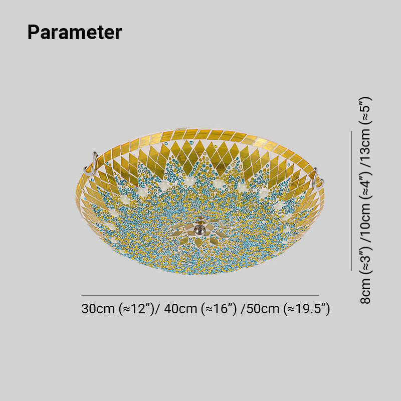 Tiffany Modern Mediterranean Glass Flush Mount Ceiling Light Blue/Yellow/White - Neutral Decor