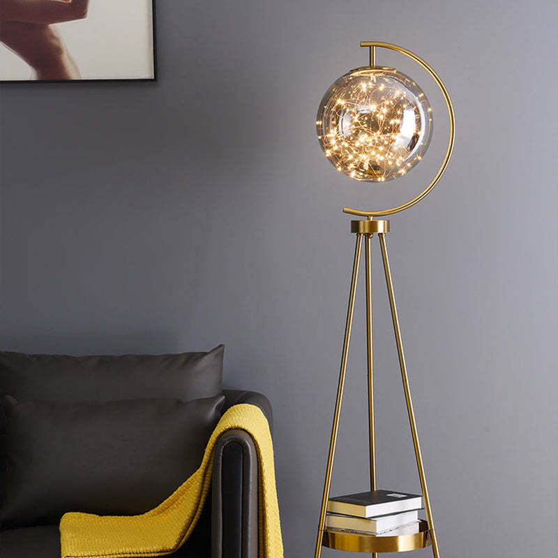 Kady Modern Starry Globe Glass Floor Lamp, Gold - Neutral Decor