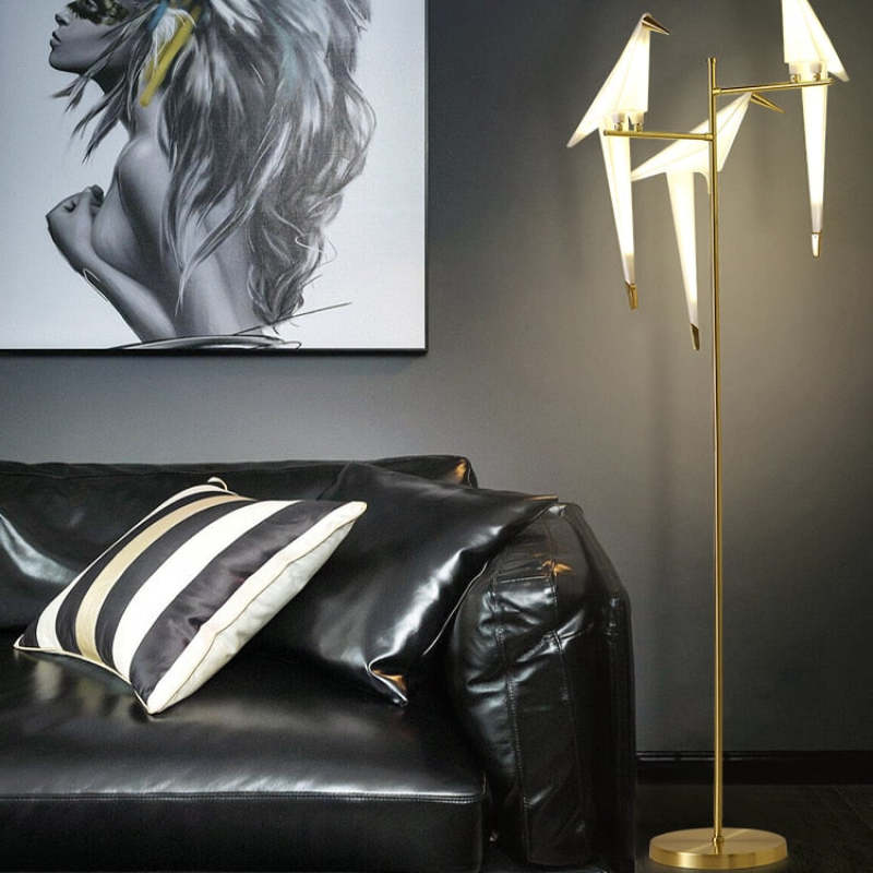 Clifford Nordic Bird Table /Floor Lamp, Gold, 1/2/3 Light - Neutral Decor