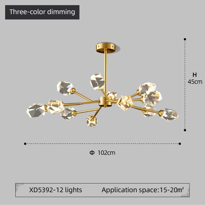 Kristy Luxurious Crystal Chandelier Living Room Golden - Neutral Decor