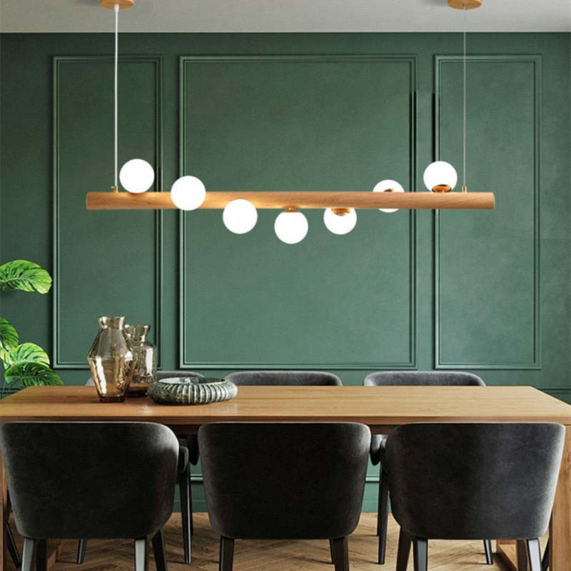 Valentina Glass Bubble Pendant Light Wood/Walnut - Neutral Decor
