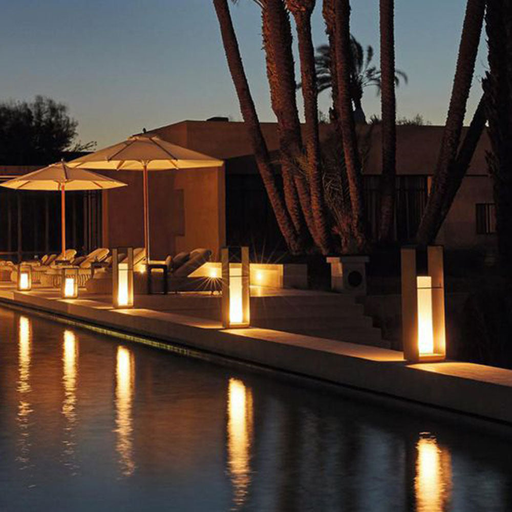 Ray Minimalist Cuboid Candle Solar Outdoor Floor Lamp Black - Neutral Decor