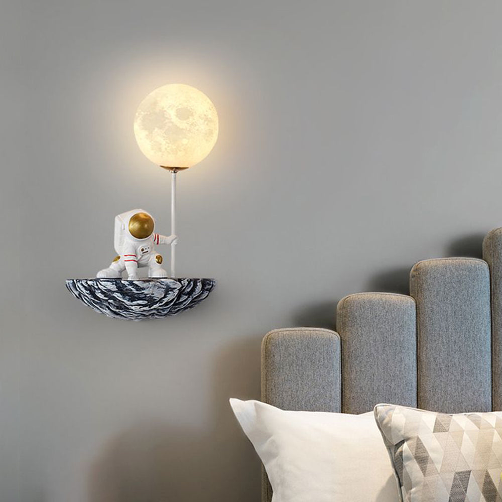 Aria Decorative Astronaut Glass/Acrylic Wall Lamp, White/Blue-White - Neutral Decor
